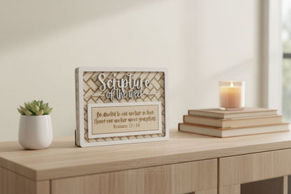 Scripture of the Week Wooden Sign with 10 Changeable Inserts – Choose Your Finish Keychains