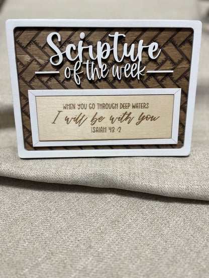 Scripture of the Week Wooden Sign with 10 Changeable Inserts – Choose Your Finish Keychains