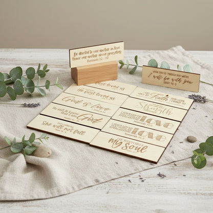 Scripture of the Week Wooden Sign with 10 Changeable Inserts – Choose Your Finish Keychains