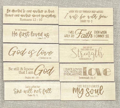 Scripture of the Week Wooden Sign with 10 Changeable Inserts – Choose Your Finish Keychains