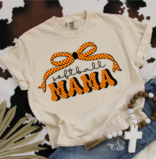 SOFTBALL MAMA BOW DTF Transfers