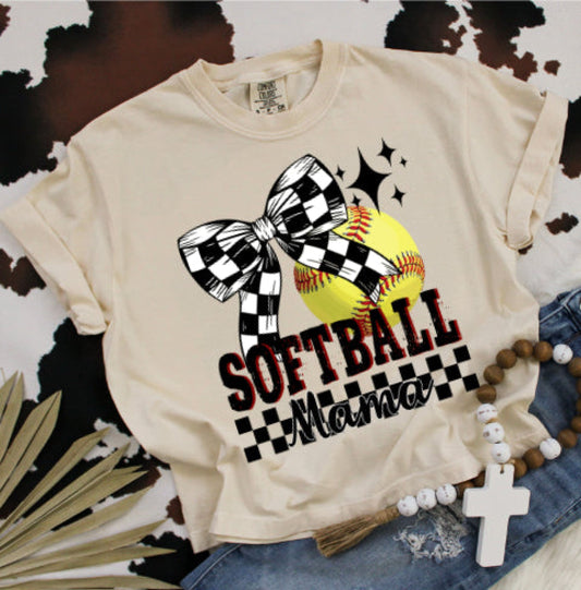 SOFTBALL MAMA BOW2 DTF Transfers