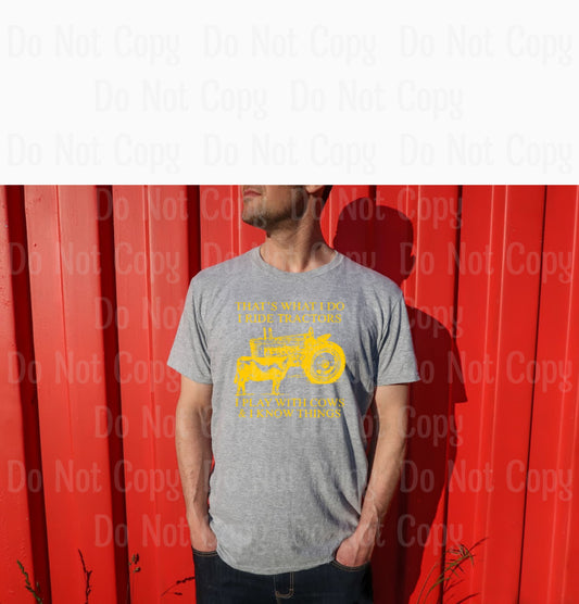 Thats What I Do Ride Tractors Play With Cows & Know Things (Yellow) - Sublimation Print Transfers