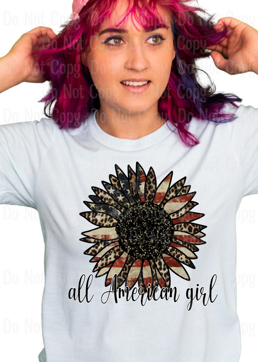 All American Girl Sunflower Dtf Transfers