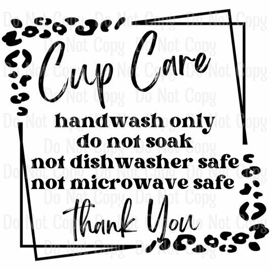 Cup Care Sticker - Black Square Cheetah