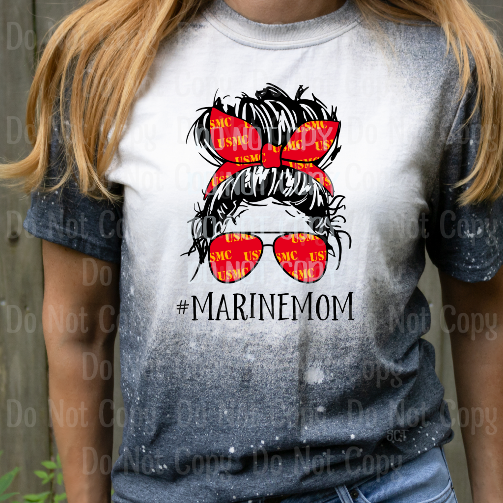 Marine Mom (Messy Bun) - Dtf Transfer Transfers