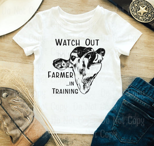 **kids** Watch Out Farmer In Training - Screen Print Transfers