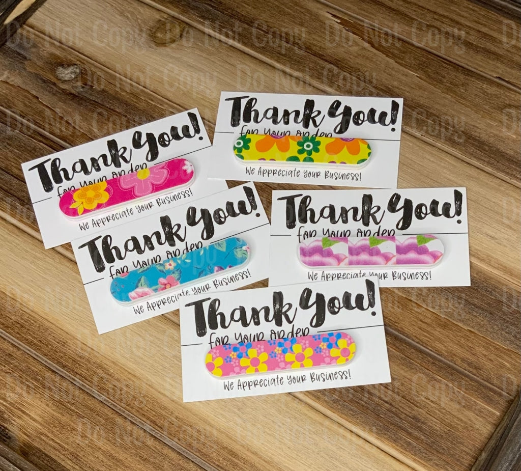 Mini Nail Files With Thank You Card Hair Ties