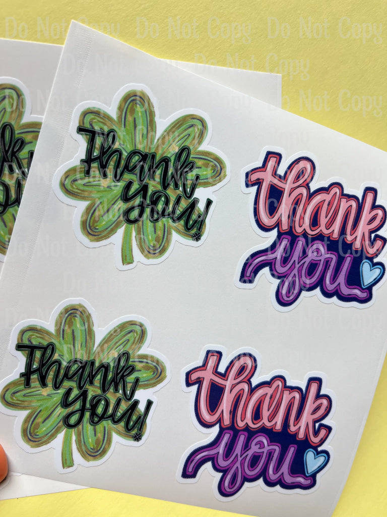 SET OF THANK YOU STICKERS 4 STICKERS FOR 50 CENTS
