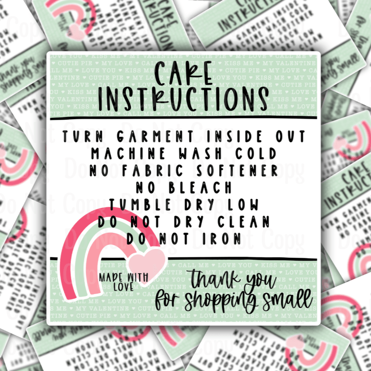 VALENTINE CARE INSTRUCTIONS STICKERS