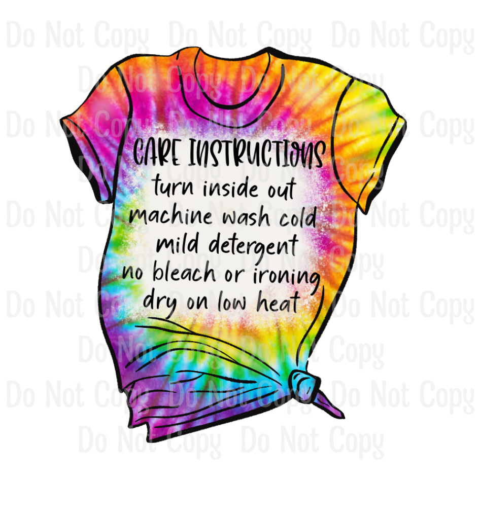 Tie Dye Bleach Care Stickers
