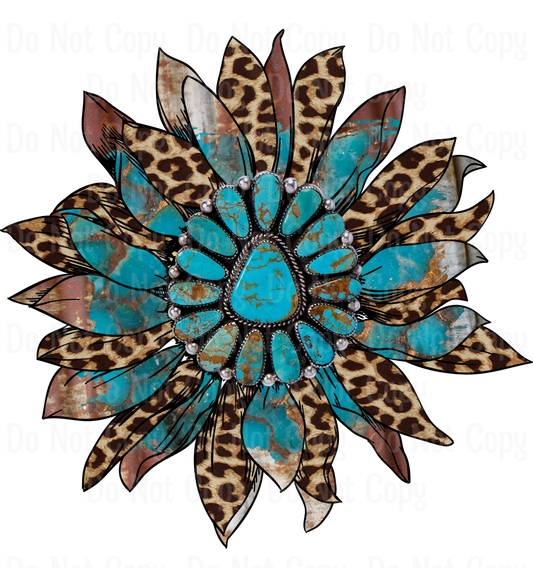 Turquoise Leopard Sunflower