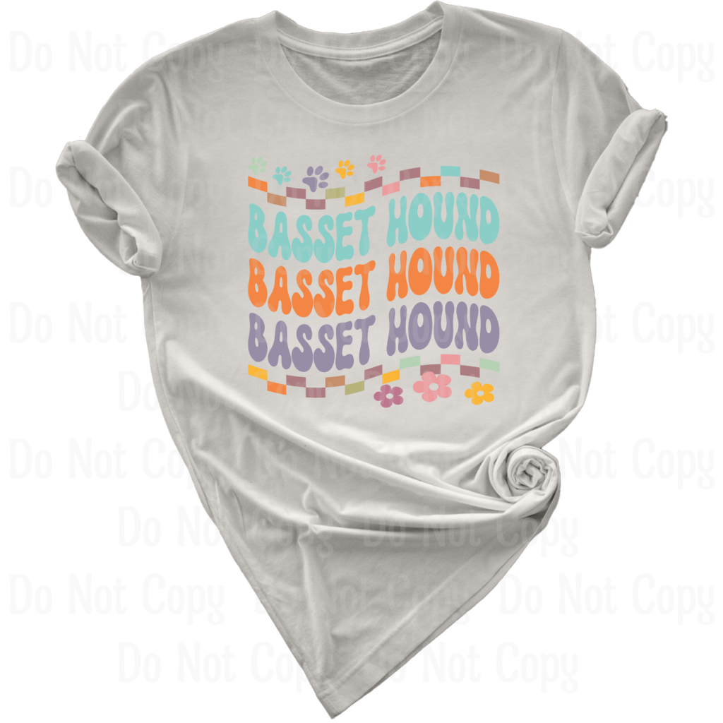 Basset Hound Retro Dtf Transfers