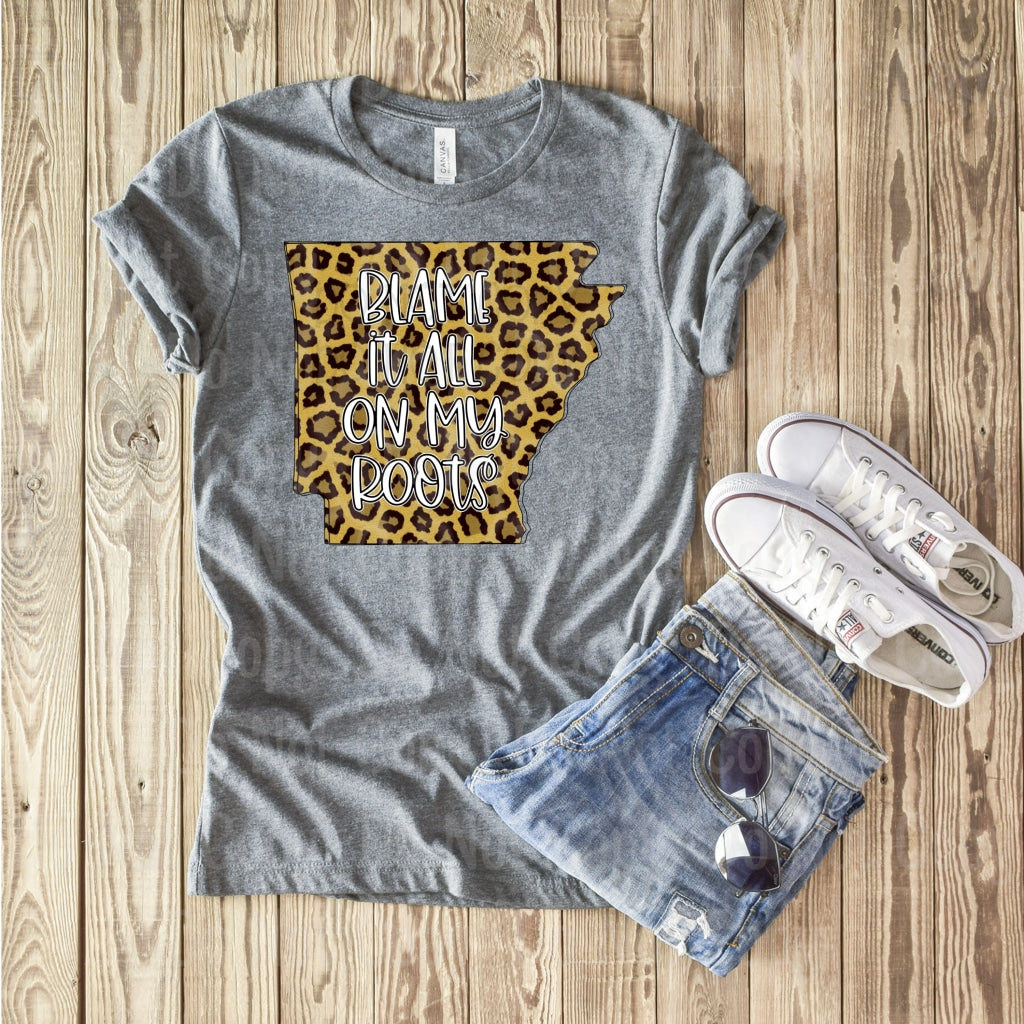 Arkansas Blame It On My Roots - Leopard Sublimation Print Transfers