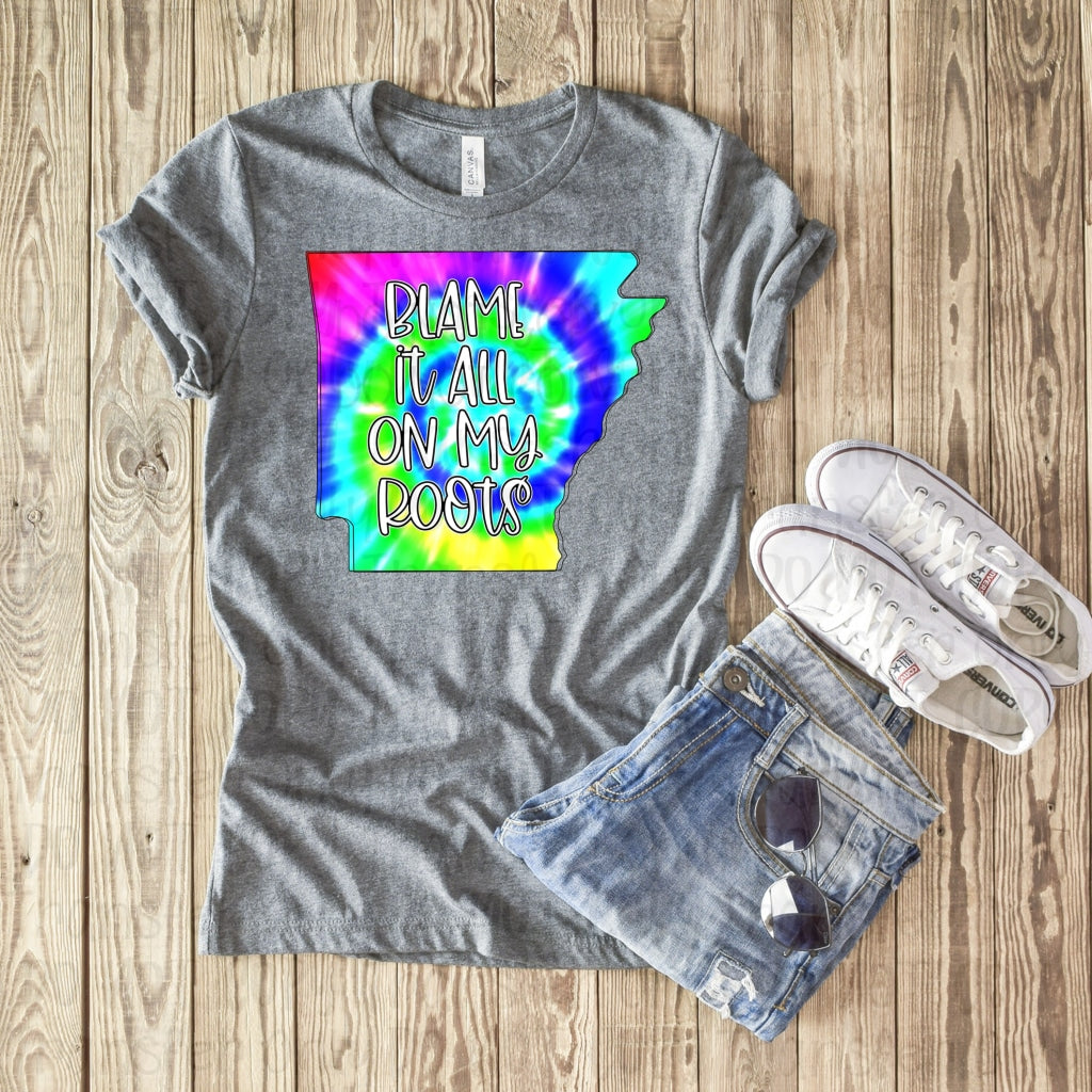 Arkansas Blame It On My Roots - Tye Dye Sublimation Print Transfers