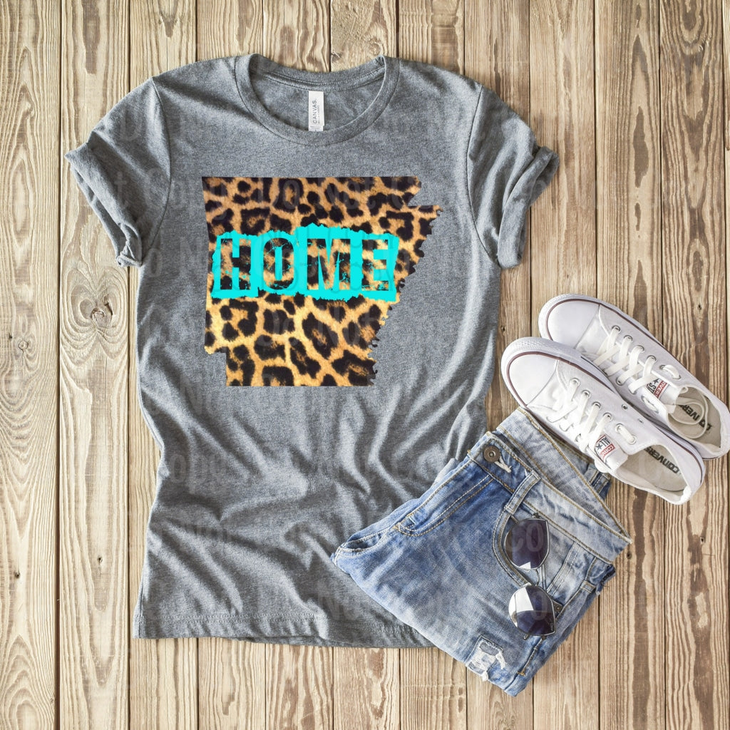 Arkansas Home Teal - Leopard Sublimation Print Transfers