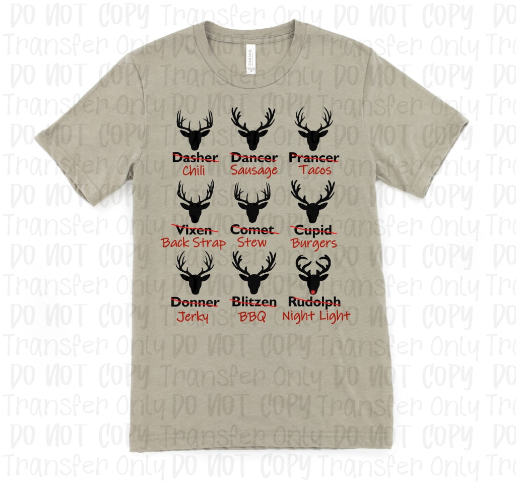 Deer Meat - Rudolph Hunter Hunting Season Sublimation Print Transfers