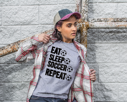 Eat Sleep Soccer Repeat - Black