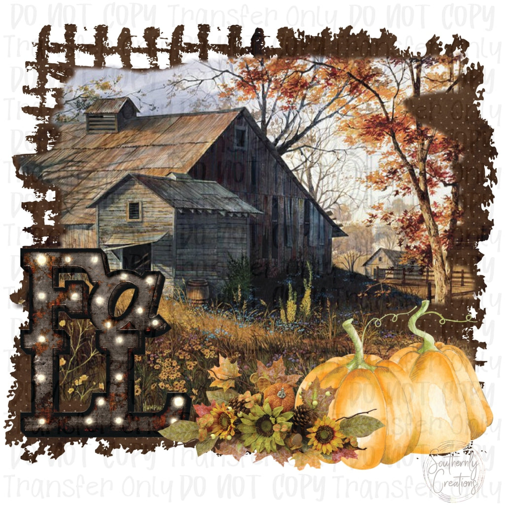 Fall - Old Barn Sublimation Print Transfers