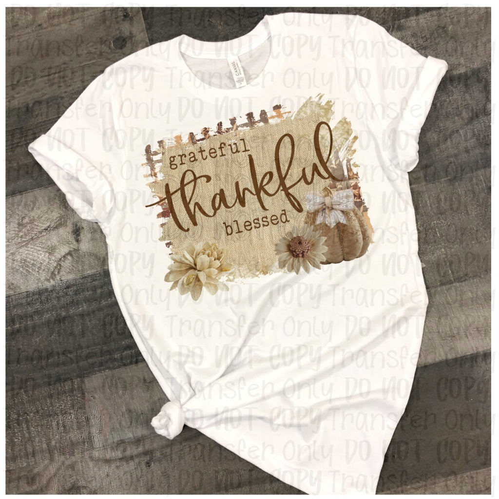 Grateful Thankful Blessed - Sublimation Print Transfers