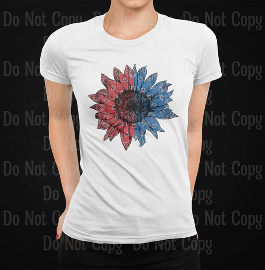 Red And Blue Sunflower - Sublimation Transfer Transfers