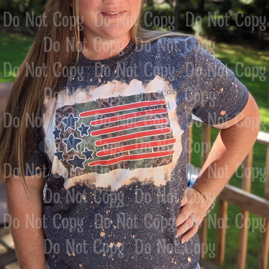 Leopard - Stars And Stripes Flag Sublimation Print Transfers