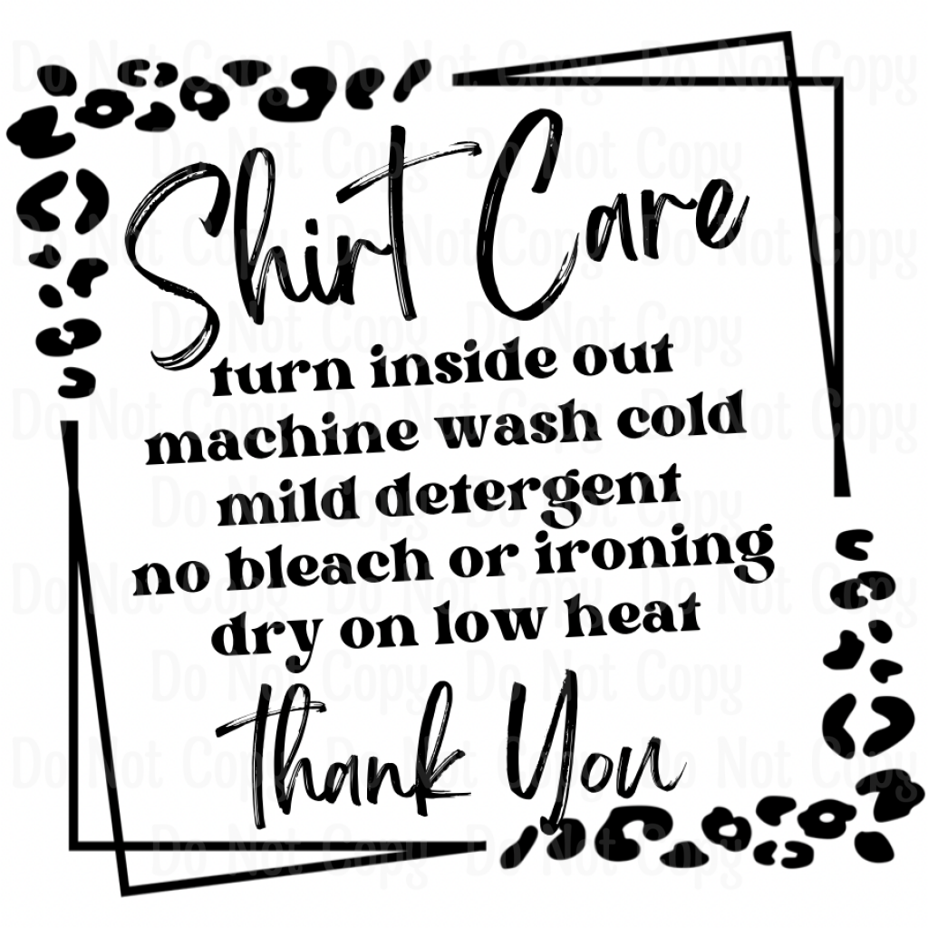 Shirt Care Sticker - Black Square Cheetah