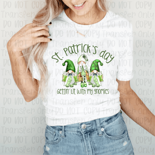 St. Patricks Day - Gettin Lit With My Gnomies Sublimation Print Transfers