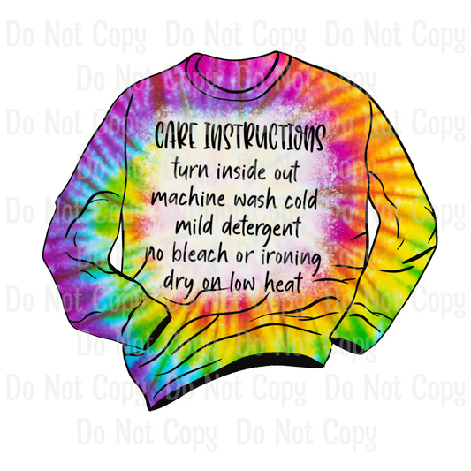 Tie Dye Bleached Sweatshirt Care Sticker