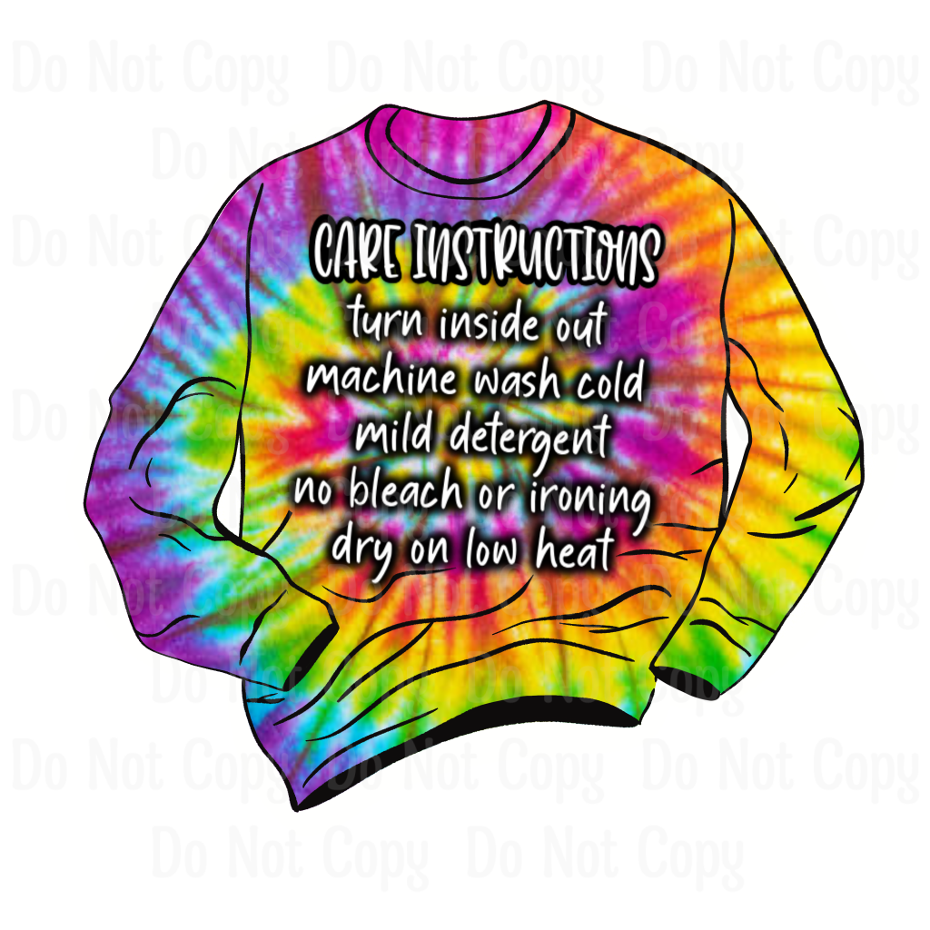 Tie Dye Sweatshirt Care Sticker