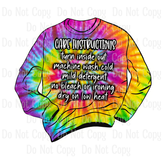 Tie Dye Sweatshirt Care Sticker