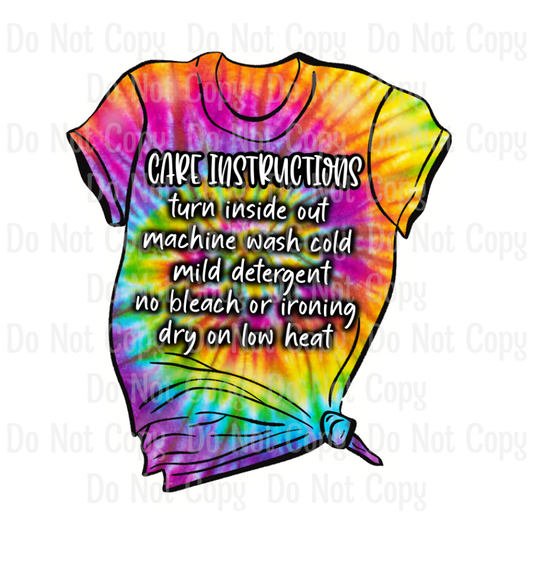 Tie Dye Tee Care Sticker