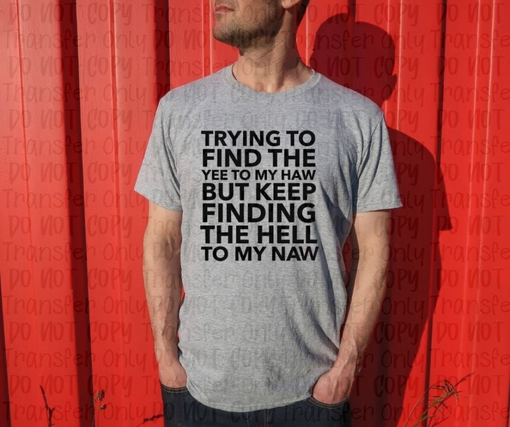 Trying To Find The Yee My Haw But Keep Finding Hell Naw - Sublimation Printed Transfer Transfers